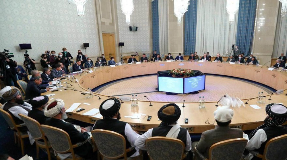 Snímek pořízený během třetího setkání Moskevských konzultací o Afghánistánu v hlavním městě Ruska dne 21. října 2021.