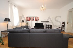 Spacious living area -  For Rent: Luxury furnished 2BDR apartment ( 4+1 ) 132 sqm, Biskupská str, Praha 1 - Nové Město 